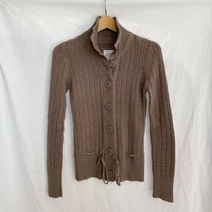 H&M Taupe Ribbed Sweater Cardigan